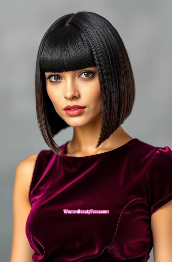 15. Straight Sleek Bob with Blunt Ends Front View