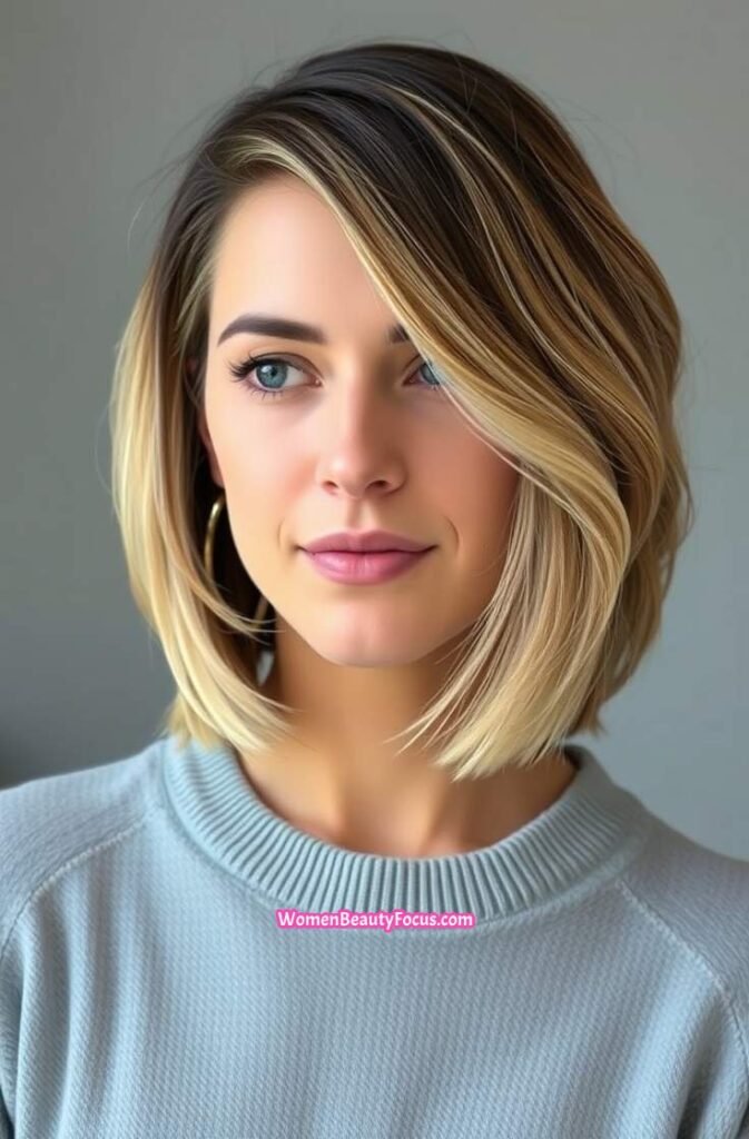 15. Textured Side Parted Bob FrontStraight View