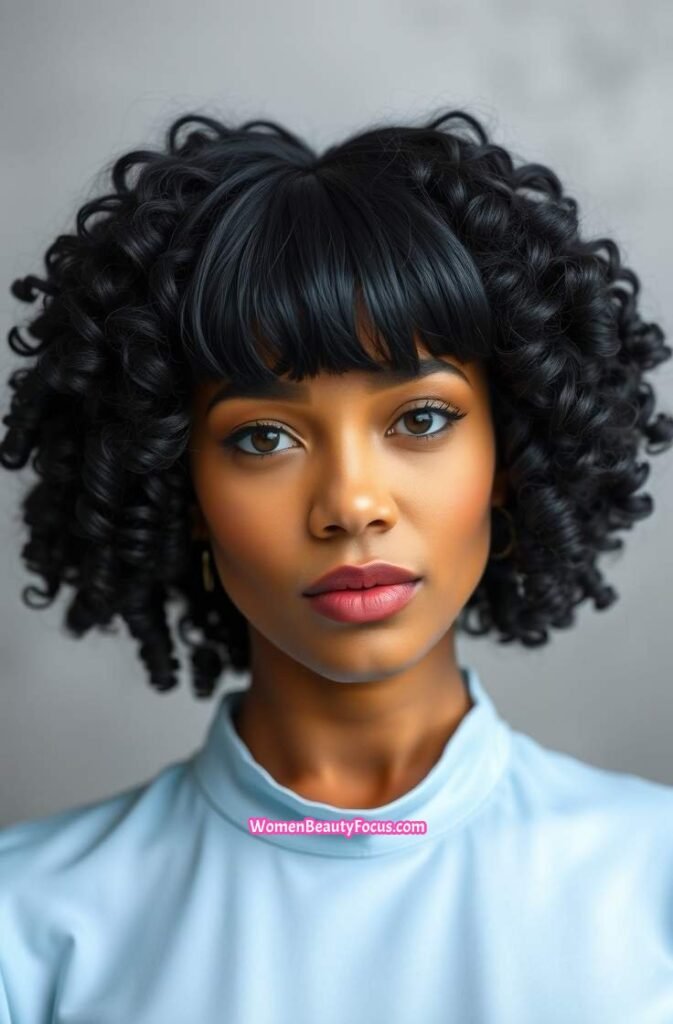 15. Tight Curls with Full Fringe Front View