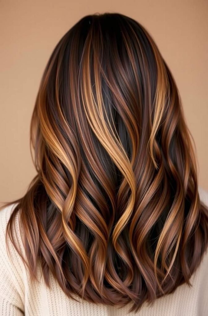16. Bold Chocolate Brown with Caramel Accents