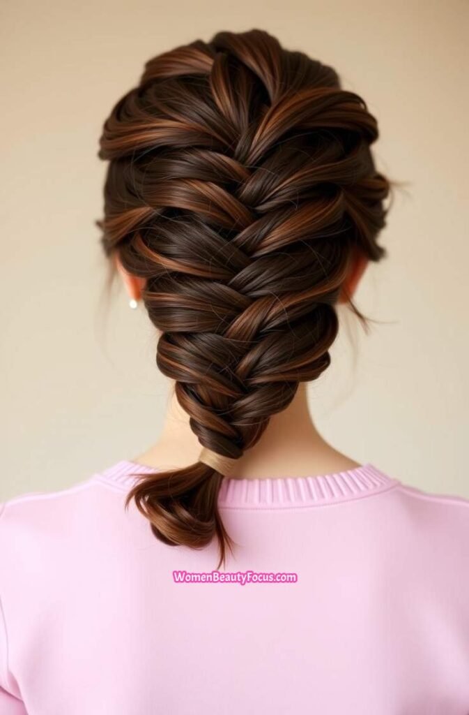 16. Braided Bun with Twisted Detail Back View