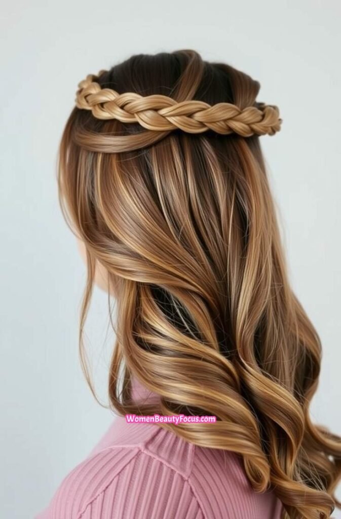 16. Braided Crown with Loose Back Side View