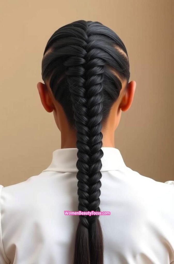 16. Braided Low Ponytail Back View