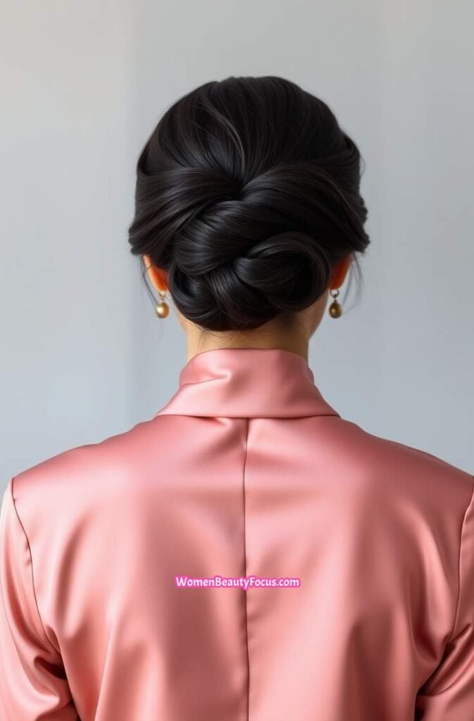 16. Elegant French Twist Updo Back View