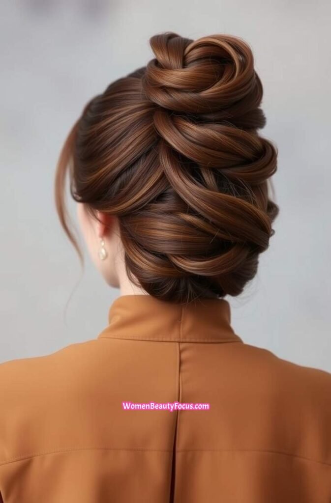 16. Half Up Knot with Cinnamon Volume Back View