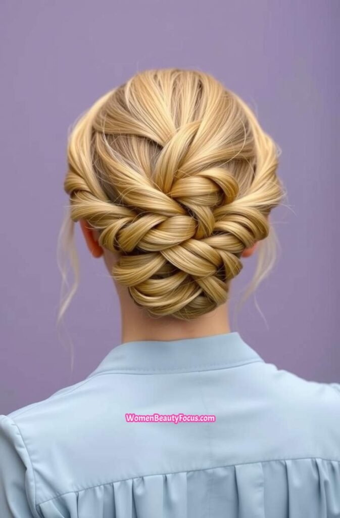16. Loose Braided Bun Back View