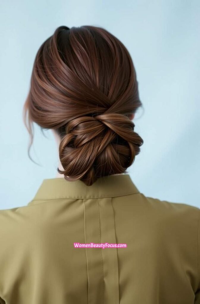 16. Low Twisted Side Bun Back View