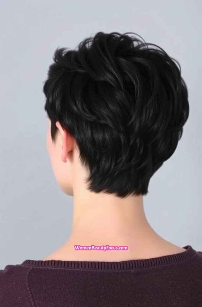 16. Pixie with Voluminous Crown and Layers Back View