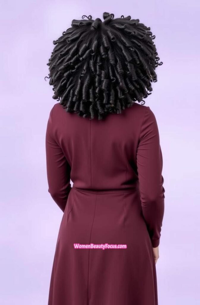 16. Quick Weave with Full Defined Curls Back View