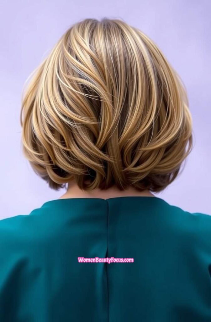 16. Rounded Layered Cut with Tucked Ends Back View