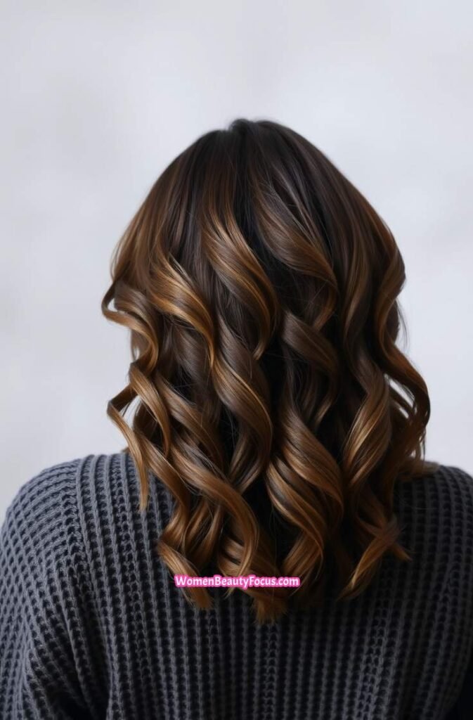 16. Side Part with Textured Waves Back View