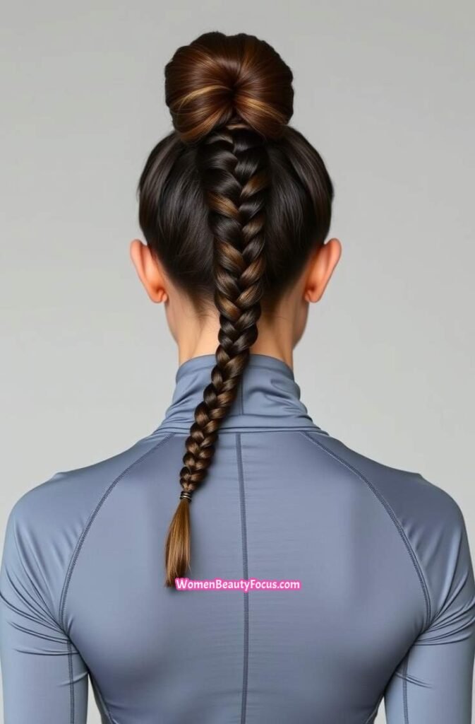 16. Sleek Braided Bun Back View