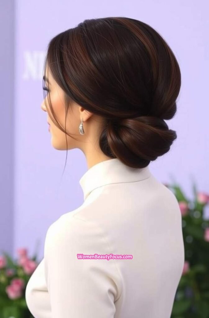 16. Sleek Side Bun with Side Part Side View