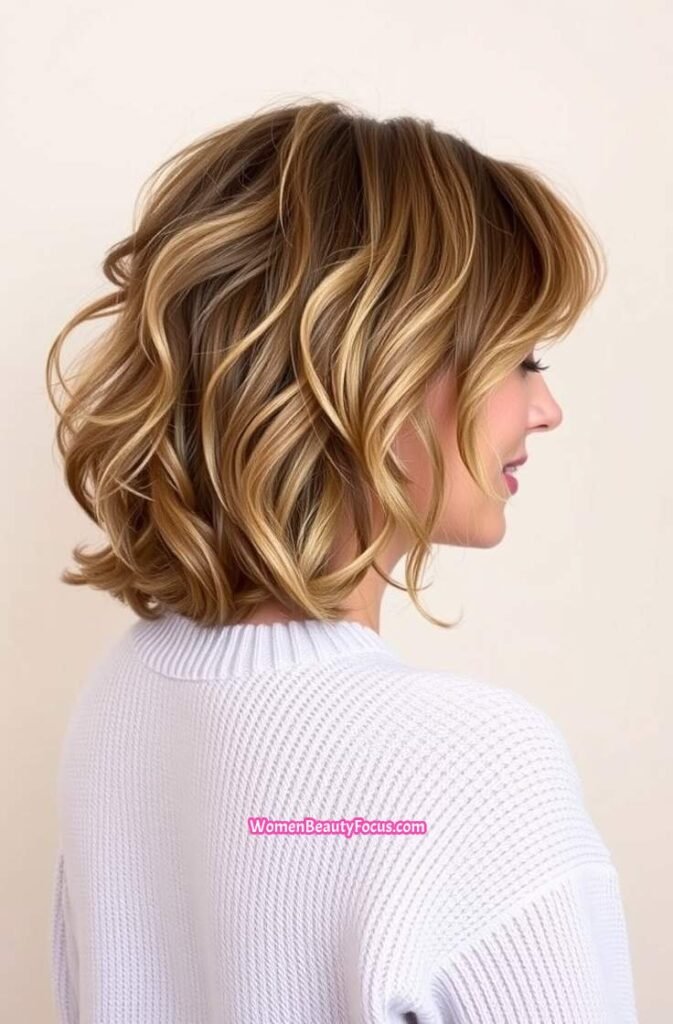 16. Soft Curled Lob with Tousled Texture Side View