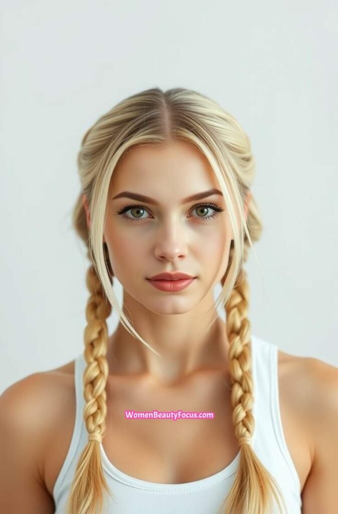 17. Face Framing Braided Pigtails Front View