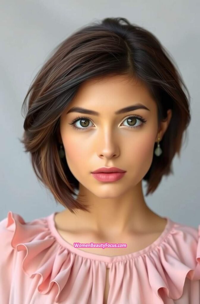17. Feathered Bob with Side Bangs Front View