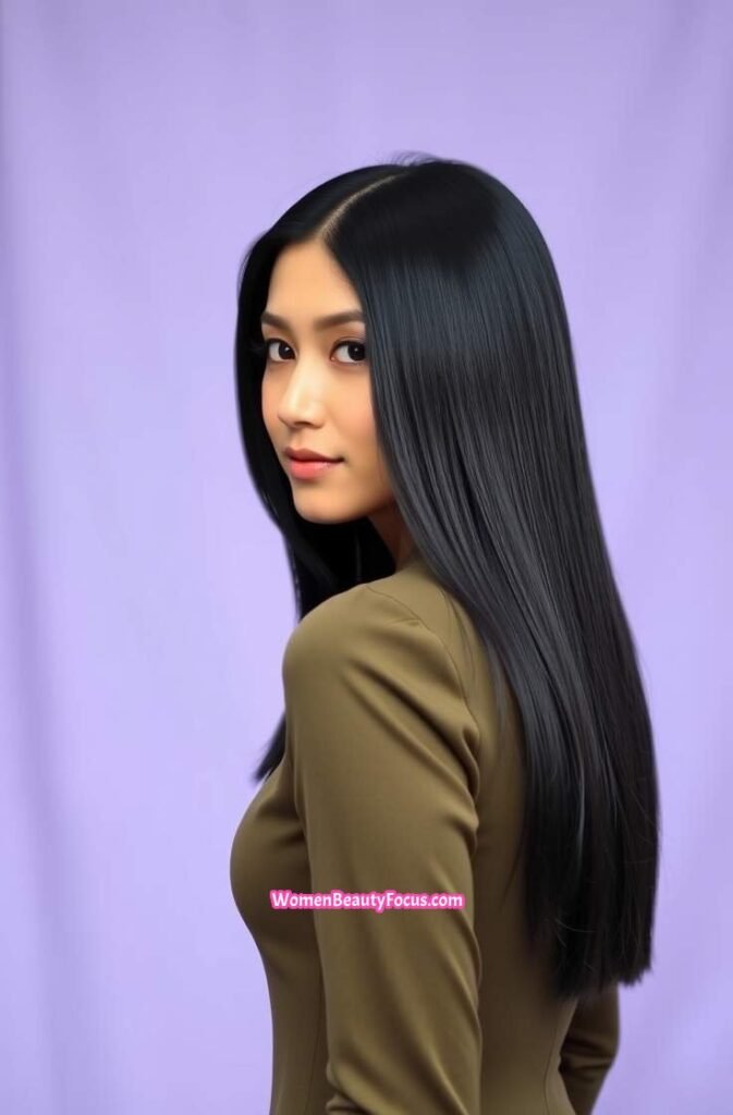 17. Polished Straight Back Hair with Soft Volume Front View