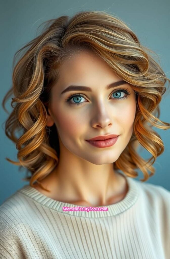 17. Subtle Side Part with Soft Curls Front View