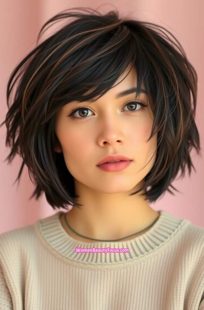 17. Textured Bob with Choppy Layers FrontStraight View