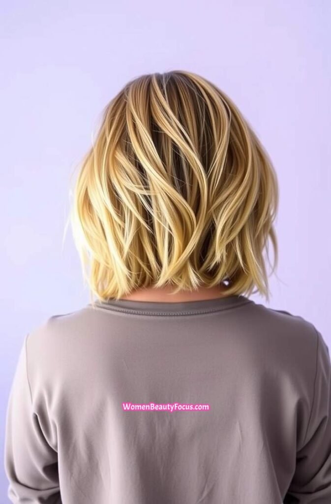 18. Back View of Shaggy Bob with Natural Volume Back View