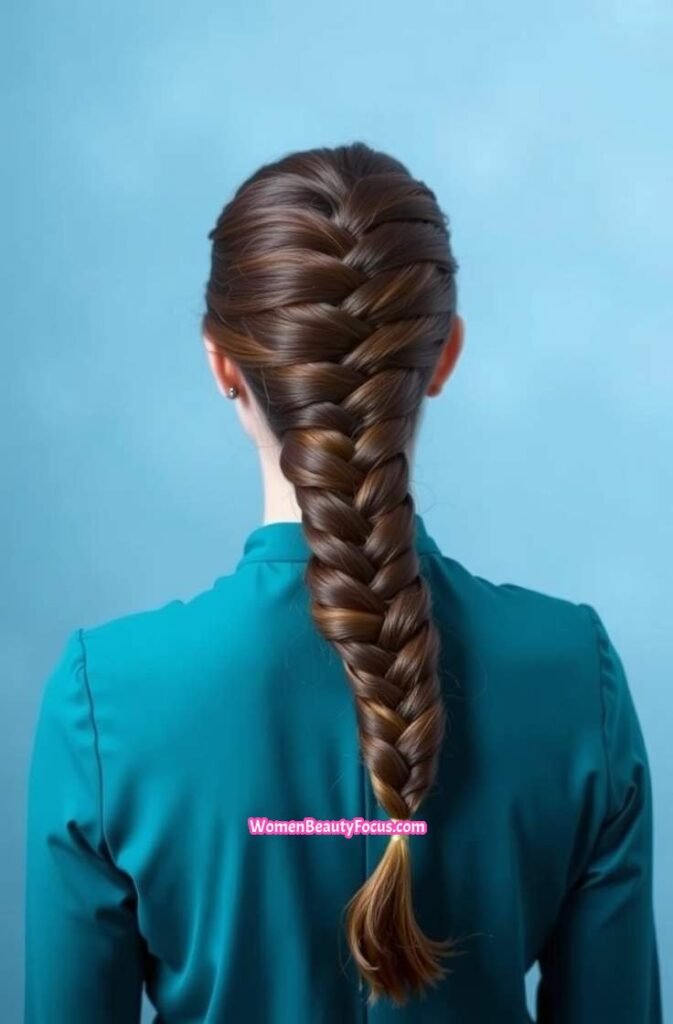 18. Back View of a Woman with Fishtail Braid Back View