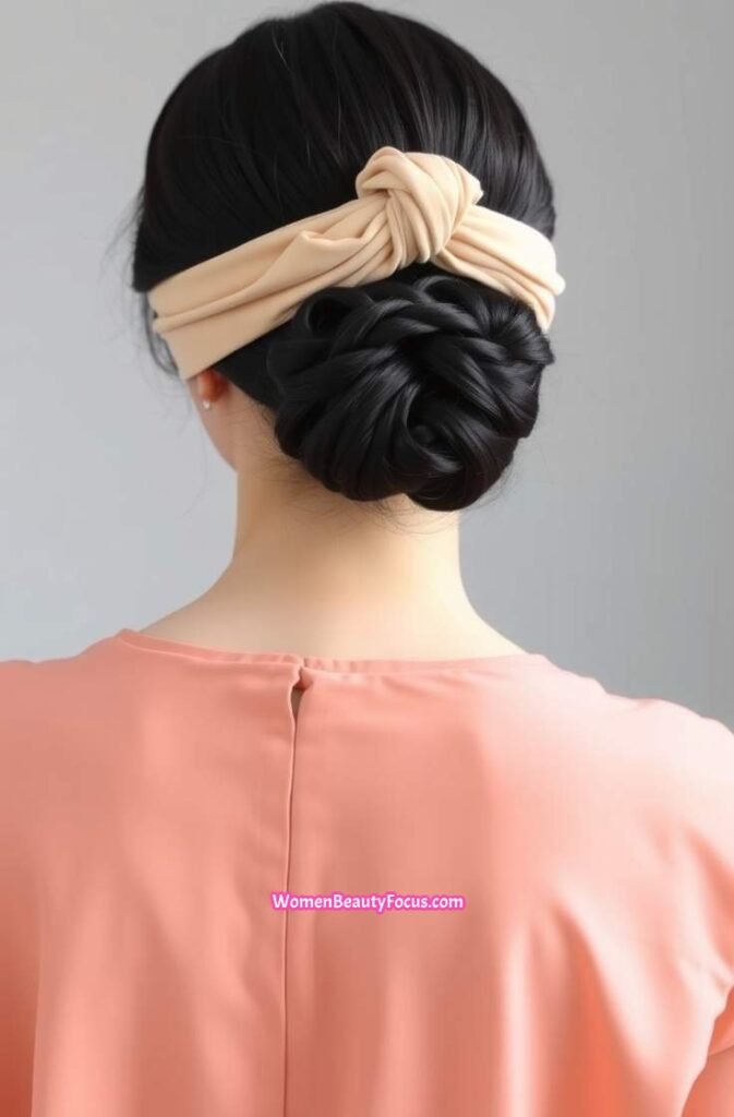 18. Braided Bun with Knotted Headband Back View