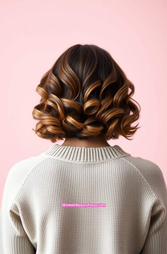 18. Curled Bob Back View