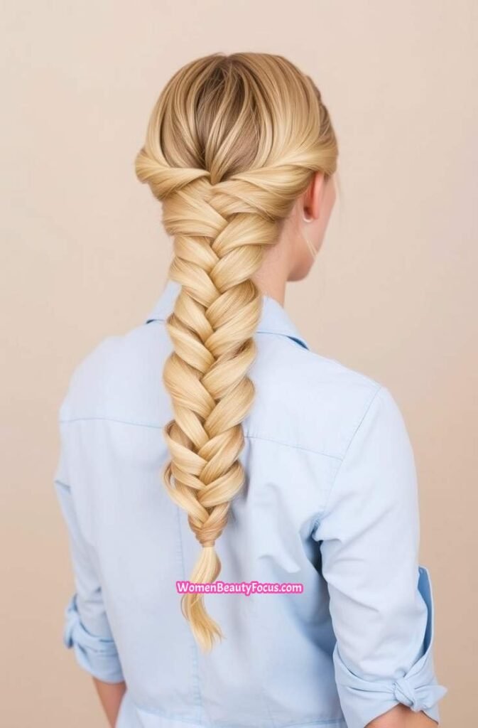 18. Fishtail Braid with Wispy Ends Back View
