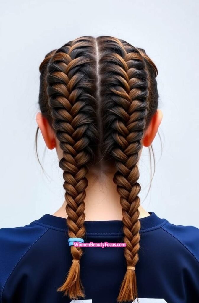 18. French Braided Pigtails for Ultimate Hold Back View
