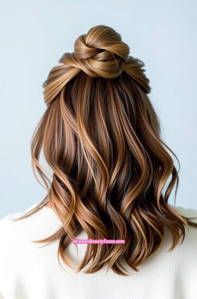 18. Knotted Half Up Bun Back View