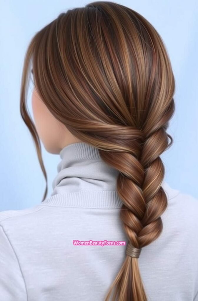 18. Low Side Braid with Hair Wrap Back View