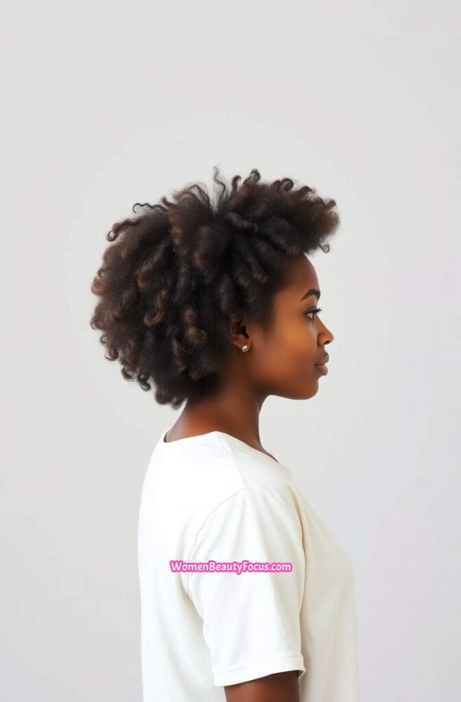 18. Medium Length Afro with Fluffy Ends Side View