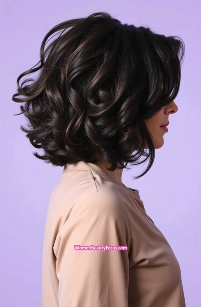 18. Medium Shag with Messy Curls Side View