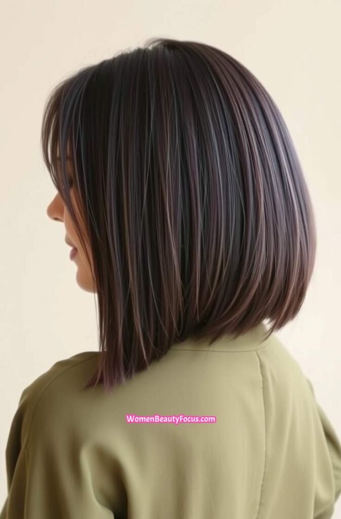 18. Polished Angled Bob with Blunt Ends Side View