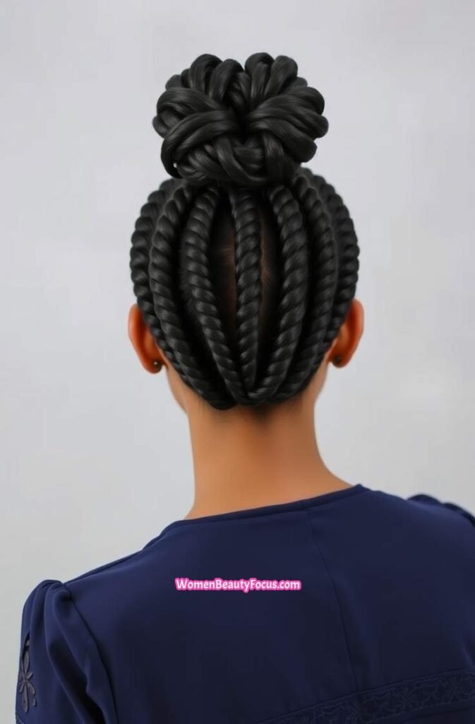 18. Rope Twists Gathered into a Bun Back View
