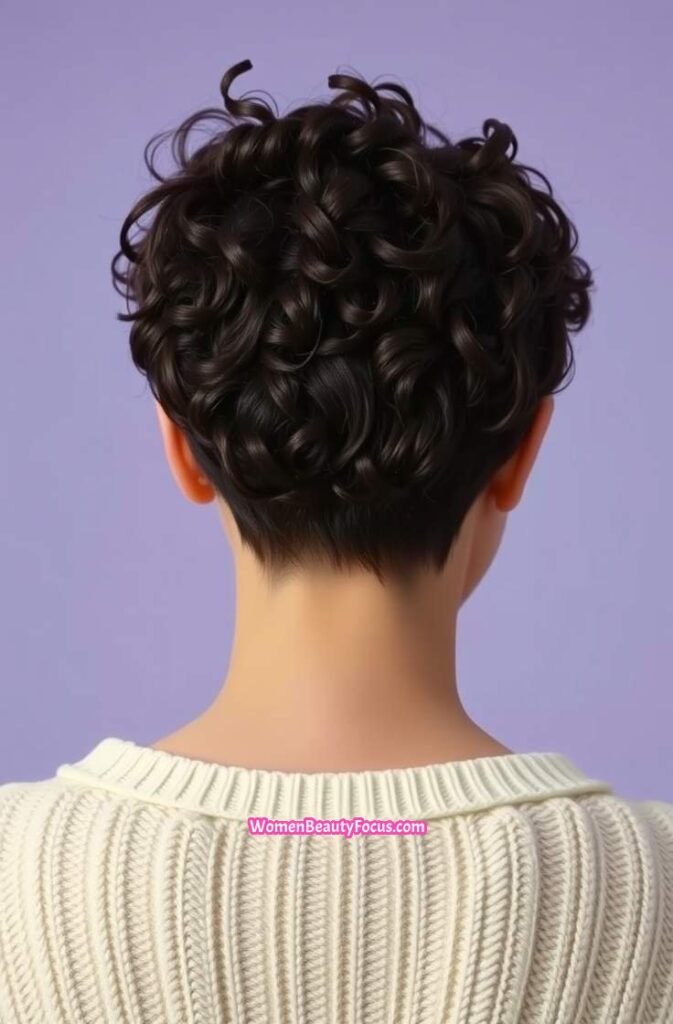 18. Short Curly Pixie Back View