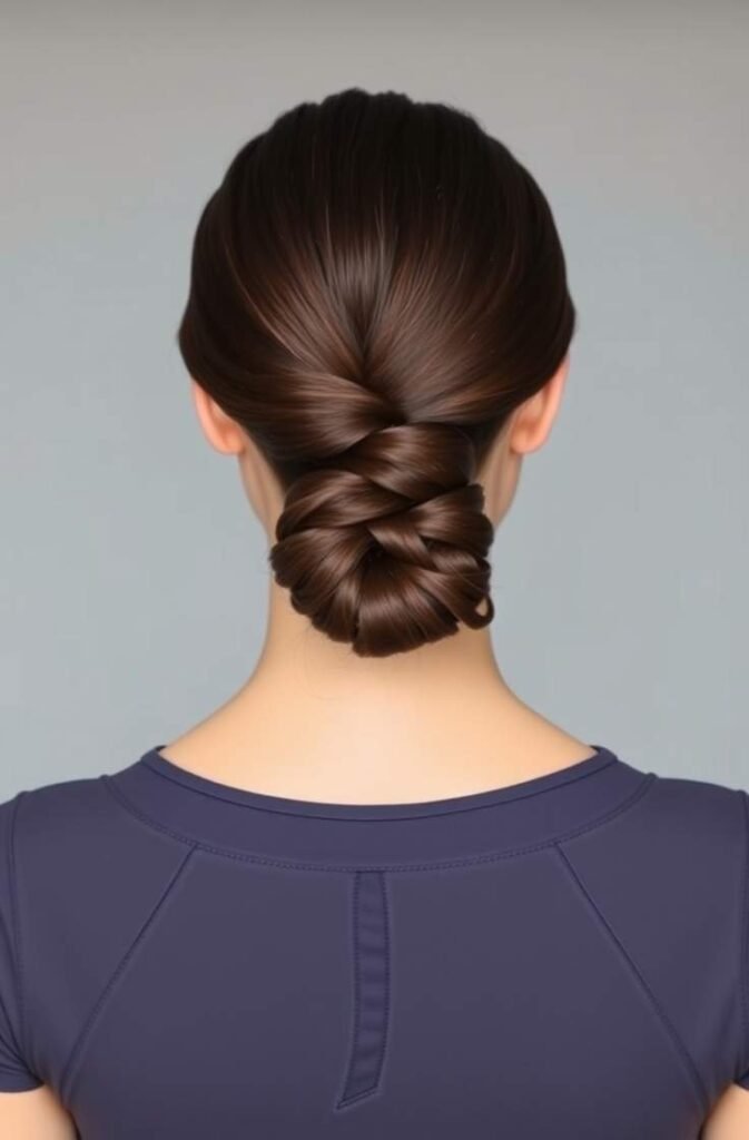 18. Sleek Braided Bun Back View