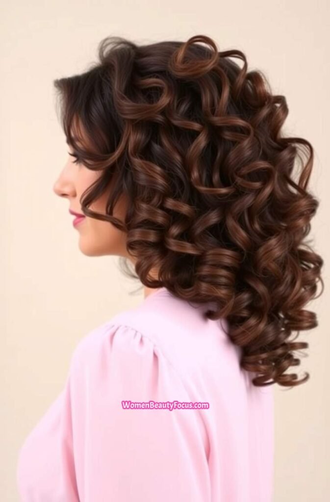 18. Soft Bouncy Curls with a Deep Part Side View