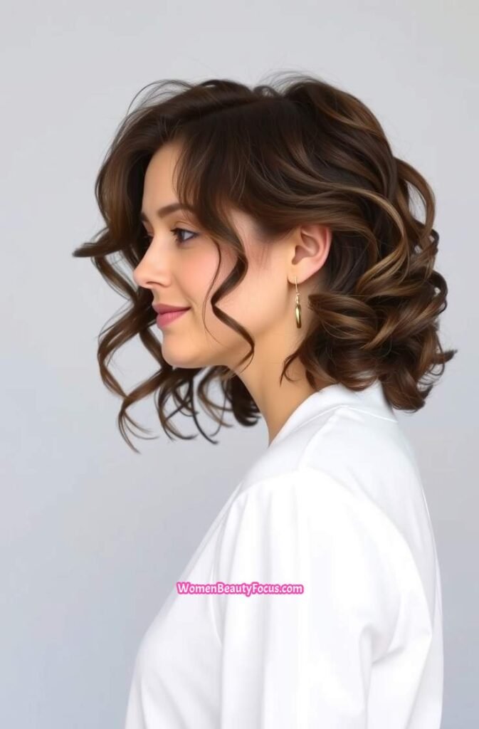 18. Soft Curls with a Side Part Side View