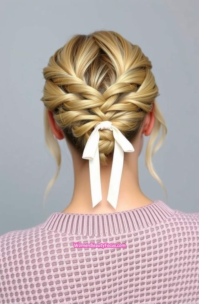 18. Twisted Crown with Ribbon Weave Back View