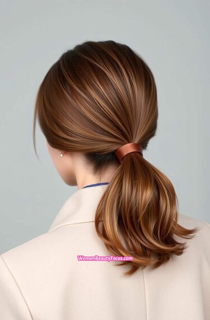 18. Walnut Brown Low Ponytail Back View