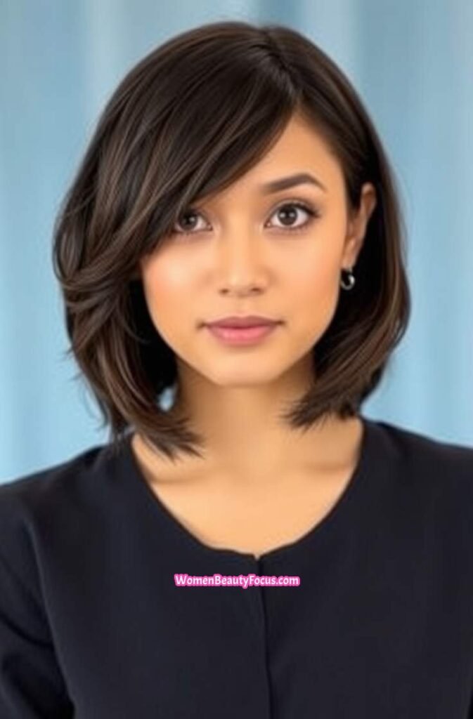 19. Asymmetrical Bob with Soft Waves Front View