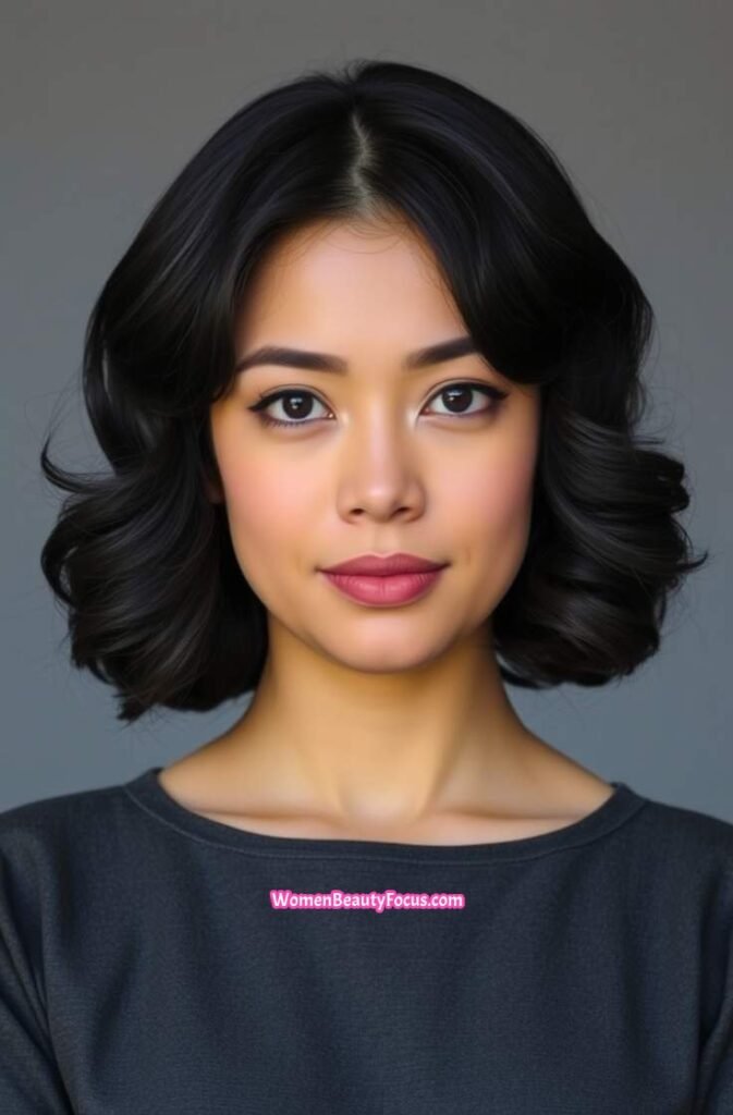 19. Face Framing Curls with a Middle Part FrontStraight View