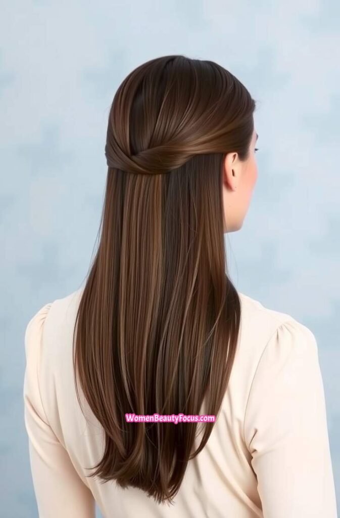 19. Glossy Slicked Back with Low Part Front View