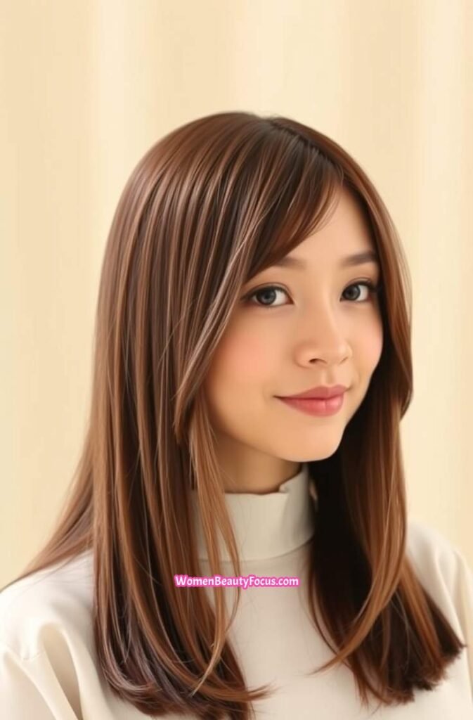 19. Long Sleek Hair with Delicate Layers FrontStraight View
