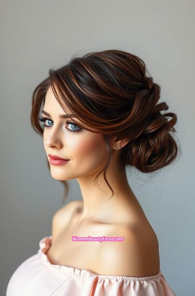 19. Messy Romantic Updo with Baby Hairs Front View