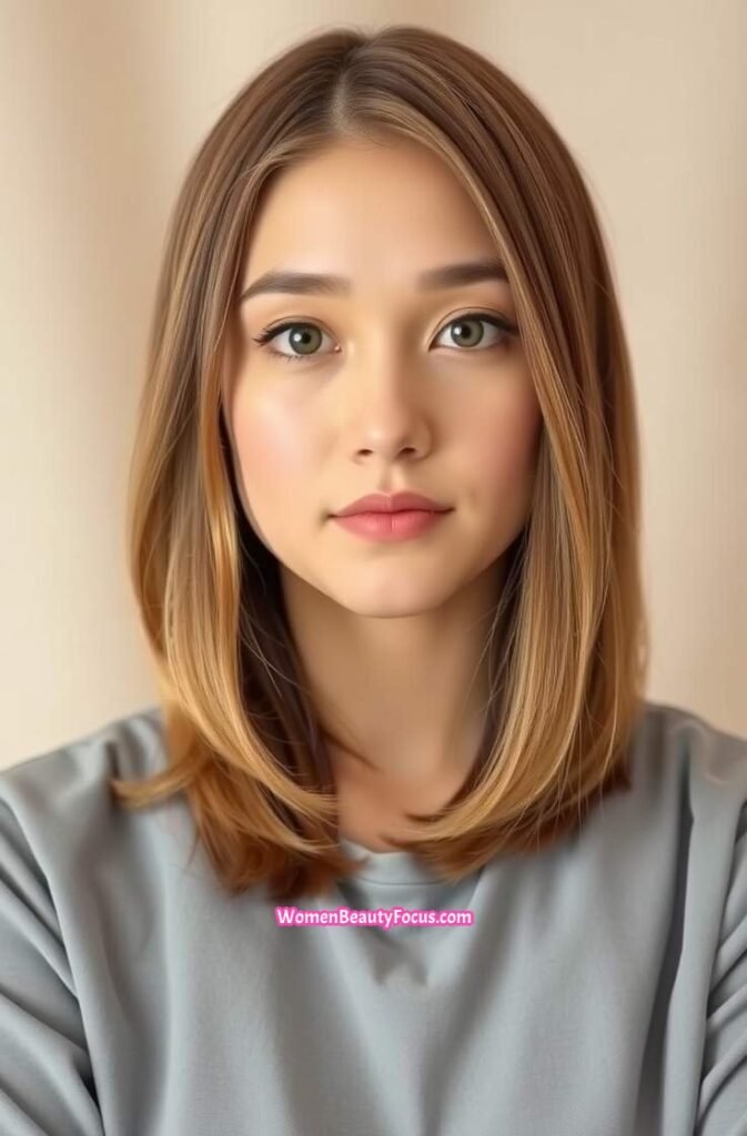 19. Middle Part with Layered Ends FrontStraight View