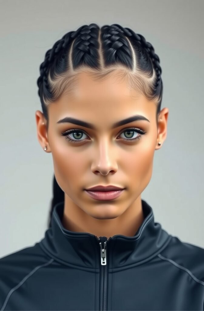 19. Sleek Dutch Braid Front View