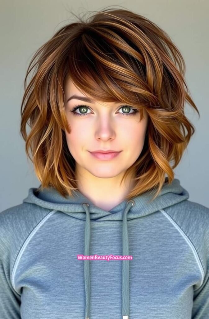 19. Tousled Shoulder Length Bob Front View