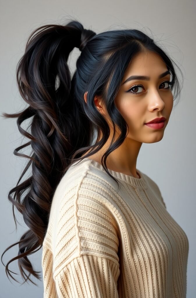 19. Voluminous Side Swept Ponytail Front View
